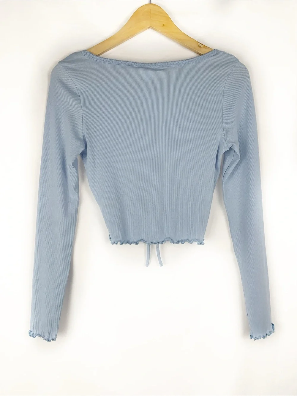 NWT H&M Ruched Front Ribbed Top in Blue
